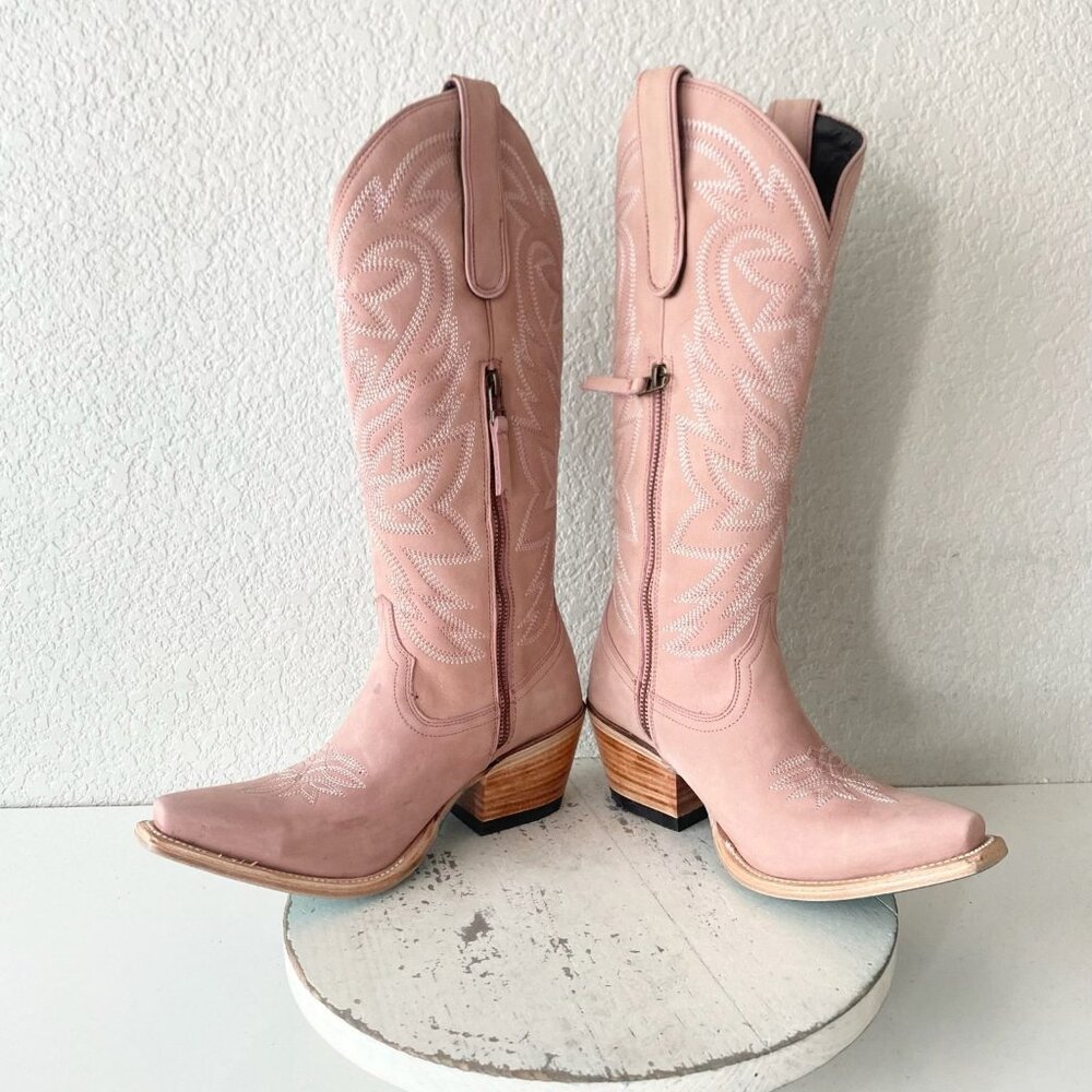 Lane SMOKESHOW Womens Cowboy Boots 7.5 Pink Leather Western Cowgirl Mid Calf - Picture 7 of 11
